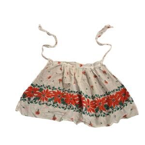 Vintage Christmas Apron Poinsettia Half Apron Red Green White